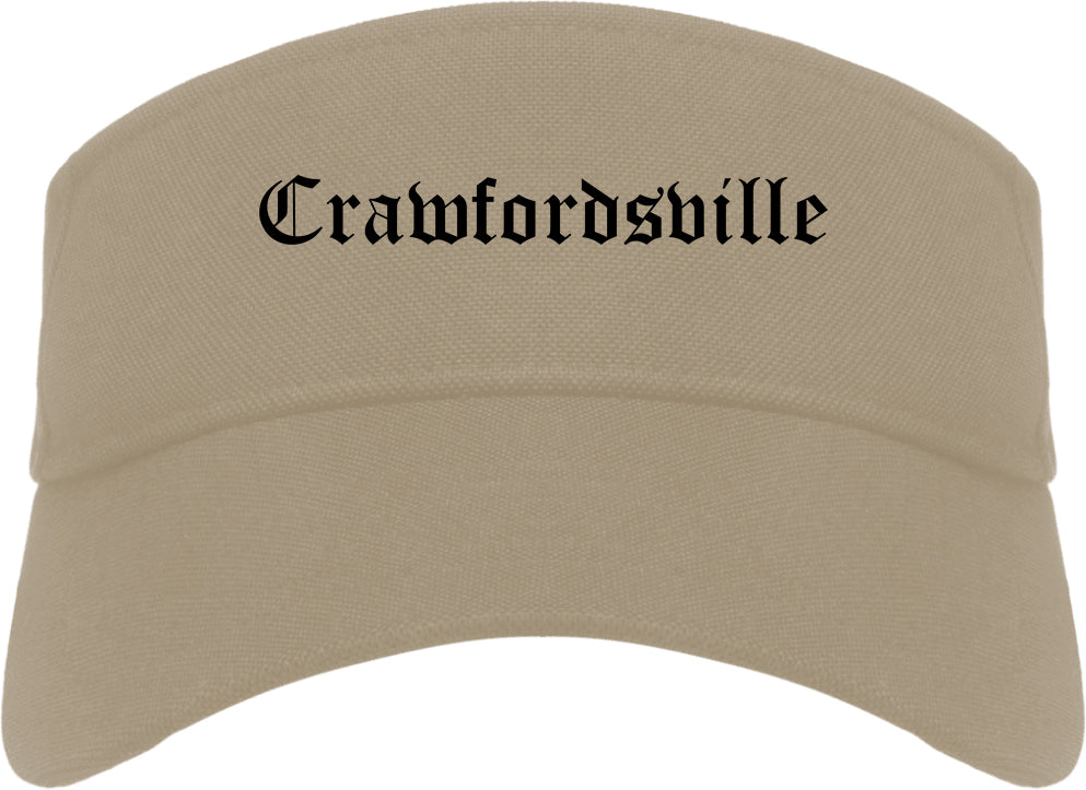 Crawfordsville Indiana IN Old English Mens Visor Cap Hat Khaki