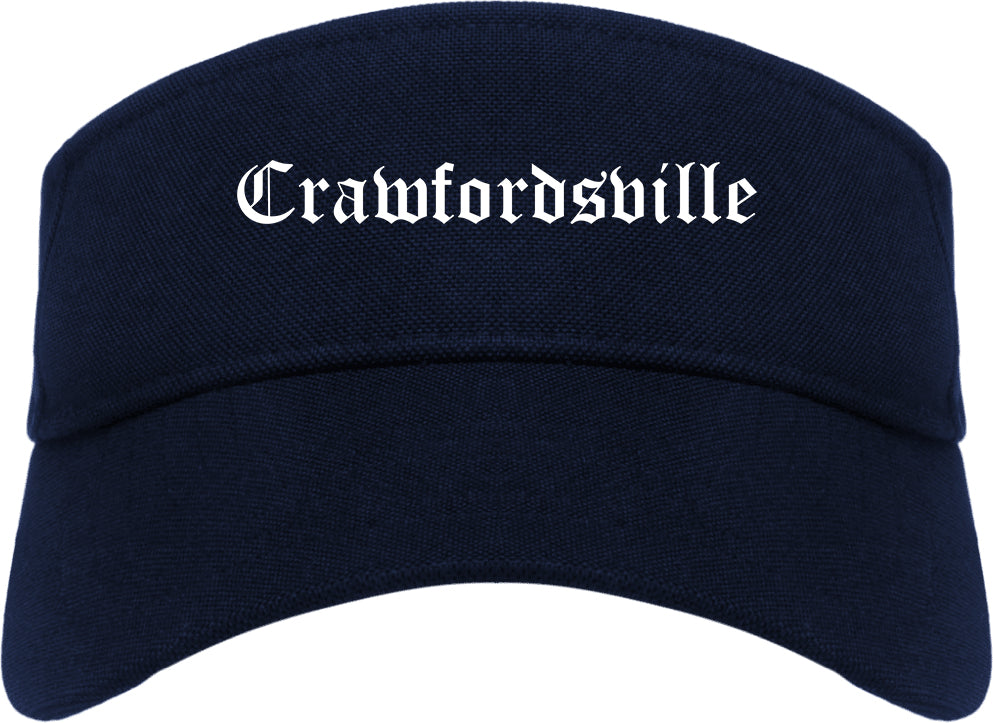 Crawfordsville Indiana IN Old English Mens Visor Cap Hat Navy Blue