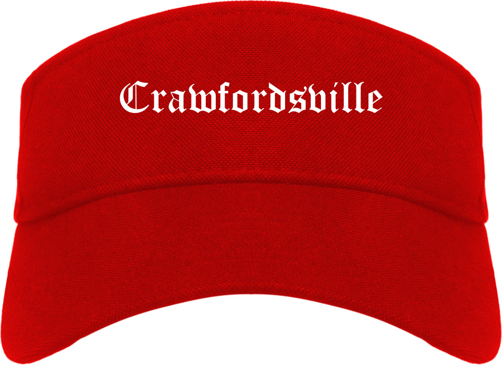 Crawfordsville Indiana IN Old English Mens Visor Cap Hat Red