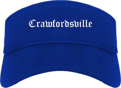Crawfordsville Indiana IN Old English Mens Visor Cap Hat Royal Blue