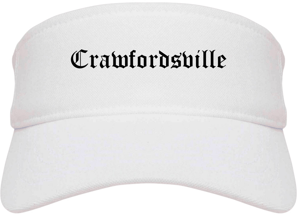 Crawfordsville Indiana IN Old English Mens Visor Cap Hat White