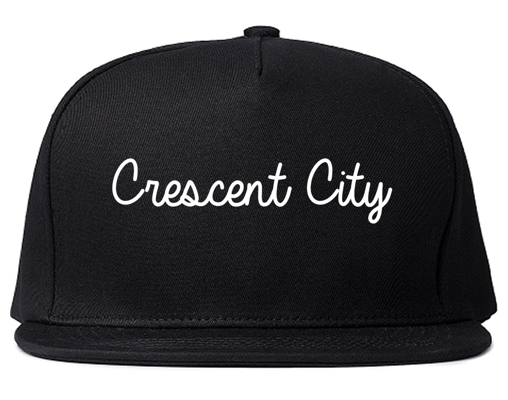 Crescent City California CA Script Mens Snapback Hat Black