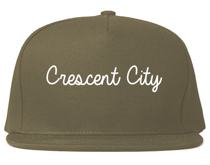 Crescent City California CA Script Mens Snapback Hat Grey