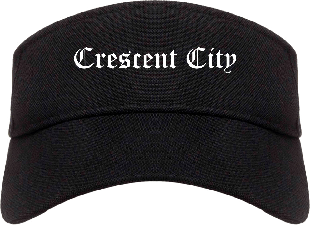 Crescent City California CA Old English Mens Visor Cap Hat Black