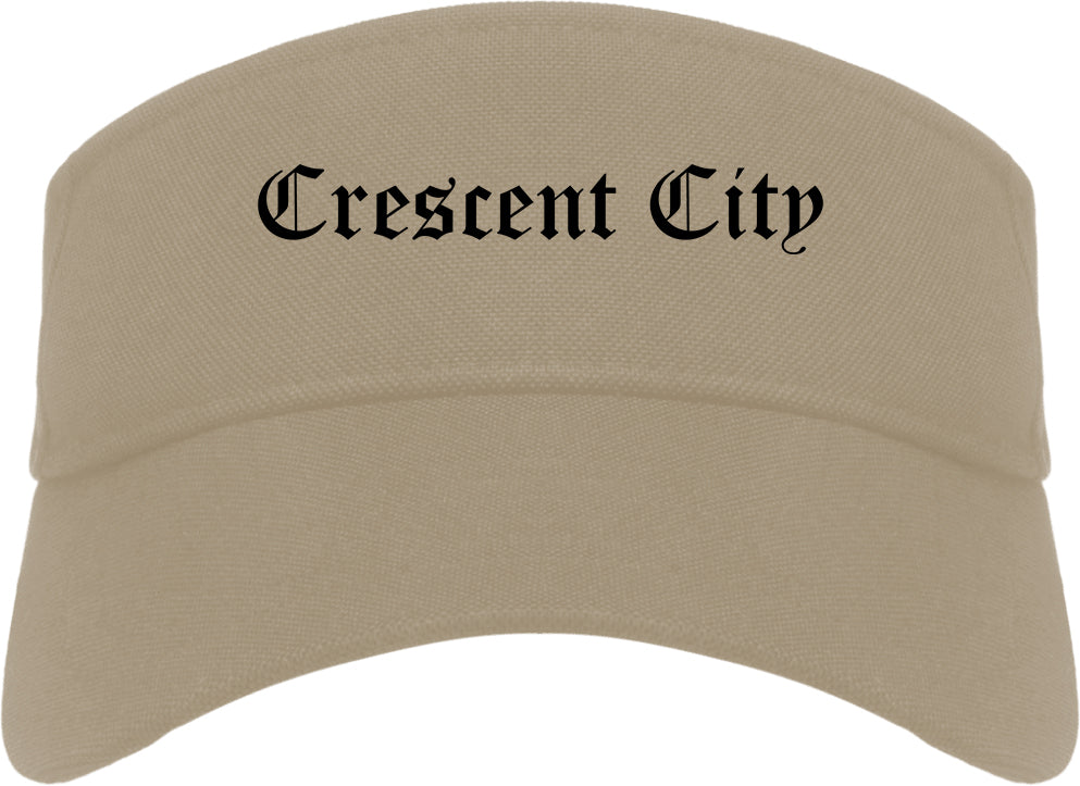 Crescent City California CA Old English Mens Visor Cap Hat Khaki