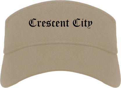 Crescent City California CA Old English Mens Visor Cap Hat Khaki