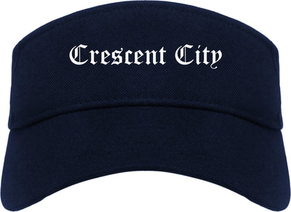 Crescent City California CA Old English Mens Visor Cap Hat Navy Blue