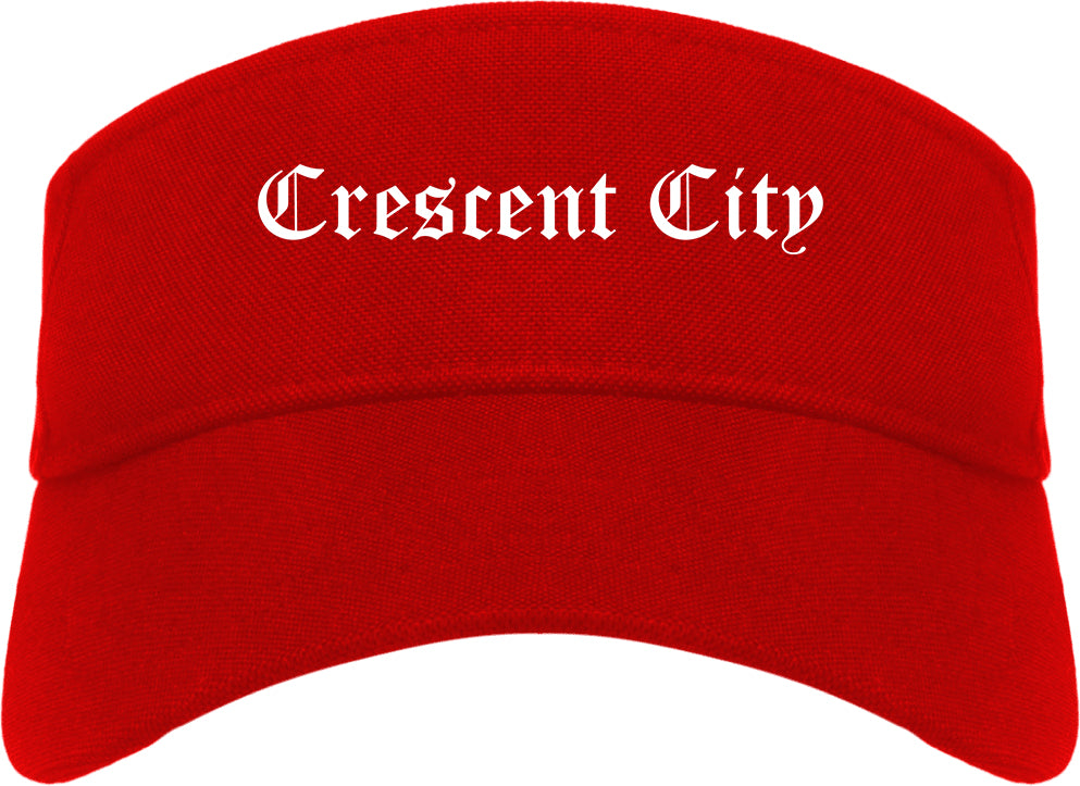 Crescent City California CA Old English Mens Visor Cap Hat Red