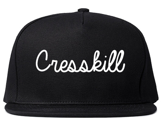 Cresskill New Jersey NJ Script Mens Snapback Hat Black