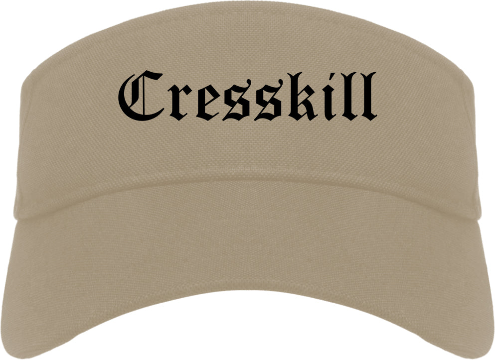 Cresskill New Jersey NJ Old English Mens Visor Cap Hat Khaki