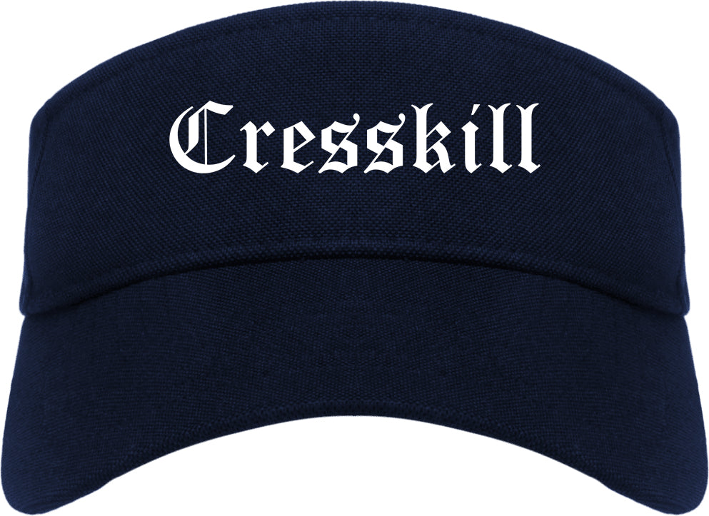 Cresskill New Jersey NJ Old English Mens Visor Cap Hat Navy Blue