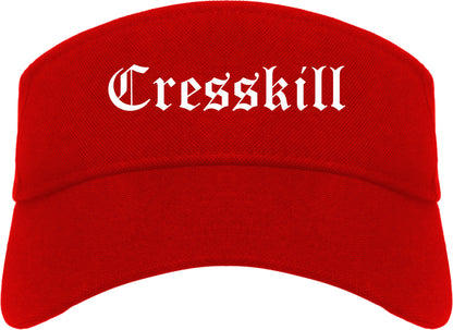 Cresskill New Jersey NJ Old English Mens Visor Cap Hat Red