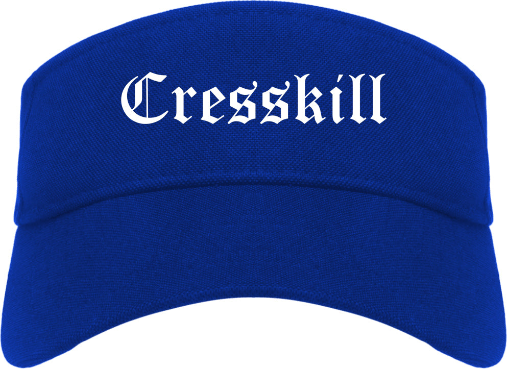 Cresskill New Jersey NJ Old English Mens Visor Cap Hat Royal Blue
