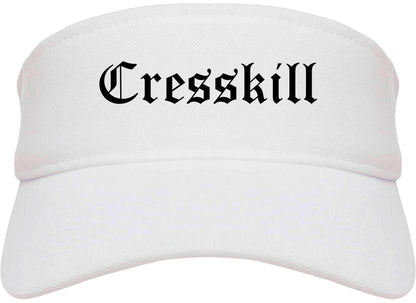 Cresskill New Jersey NJ Old English Mens Visor Cap Hat White