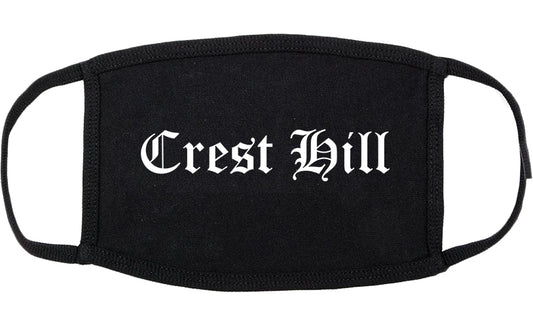 Crest Hill Illinois IL Old English Cotton Face Mask Black