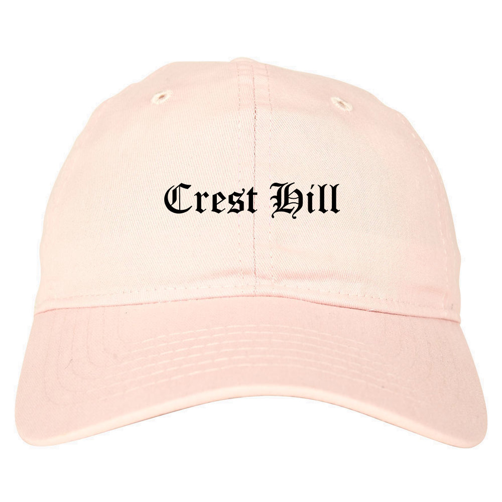 Crest Hill Illinois IL Old English Mens Dad Hat Baseball Cap Pink