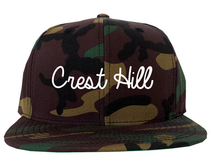 Crest Hill Illinois IL Script Mens Snapback Hat Army Camo