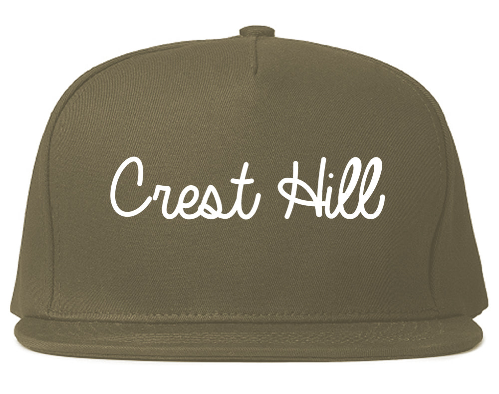 Crest Hill Illinois IL Script Mens Snapback Hat Grey