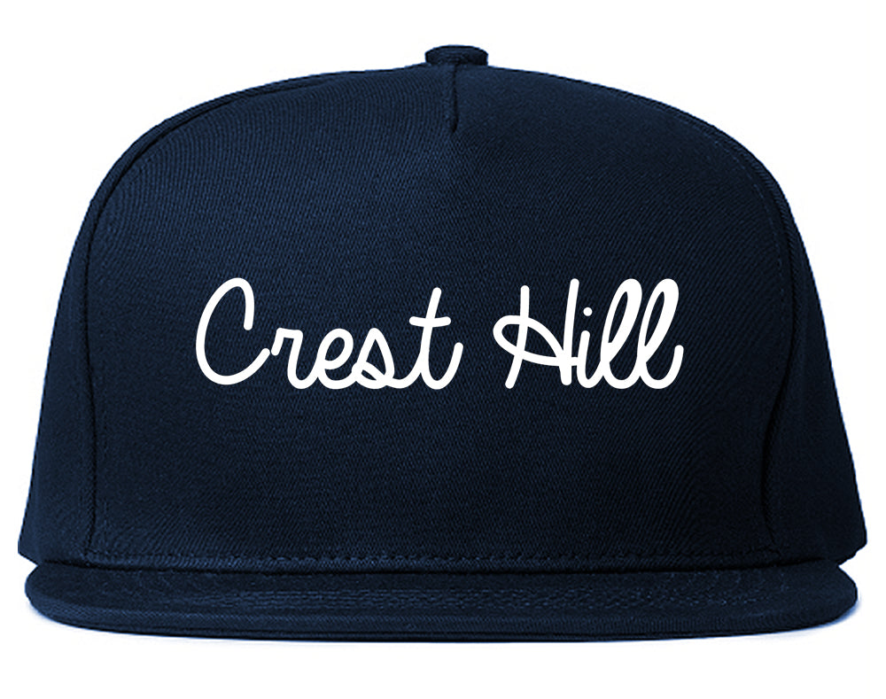 Crest Hill Illinois IL Script Mens Snapback Hat Navy Blue