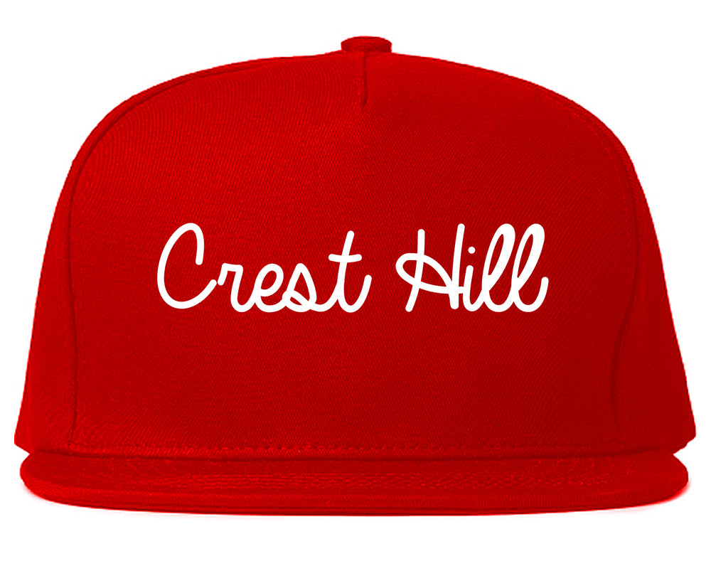 Crest Hill Illinois IL Script Mens Snapback Hat Red