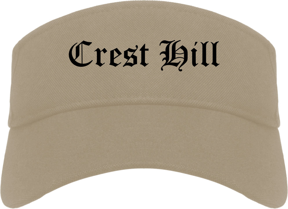 Crest Hill Illinois IL Old English Mens Visor Cap Hat Khaki