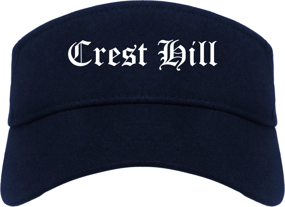 Crest Hill Illinois IL Old English Mens Visor Cap Hat Navy Blue