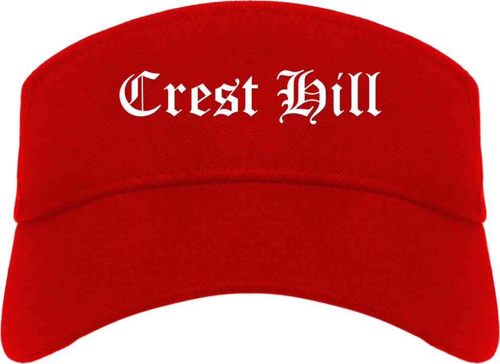 Crest Hill Illinois IL Old English Mens Visor Cap Hat Red