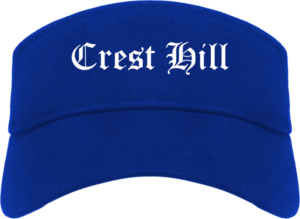 Crest Hill Illinois IL Old English Mens Visor Cap Hat Royal Blue
