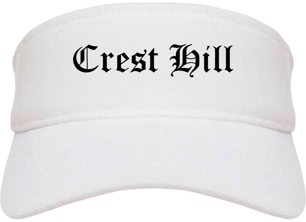 Crest Hill Illinois IL Old English Mens Visor Cap Hat White