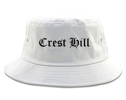 Crest Hill Illinois IL Old English Mens Bucket Hat White