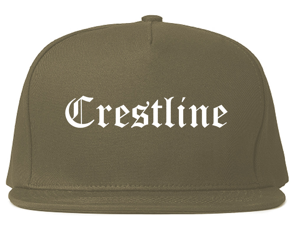 Crestline Ohio OH Old English Mens Snapback Hat Grey
