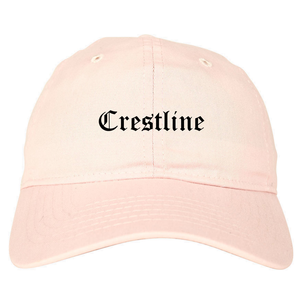 Crestline Ohio OH Old English Mens Dad Hat Baseball Cap Pink