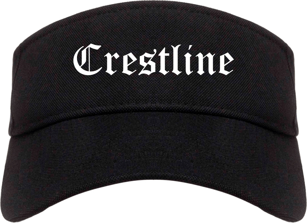 Crestline Ohio OH Old English Mens Visor Cap Hat Black