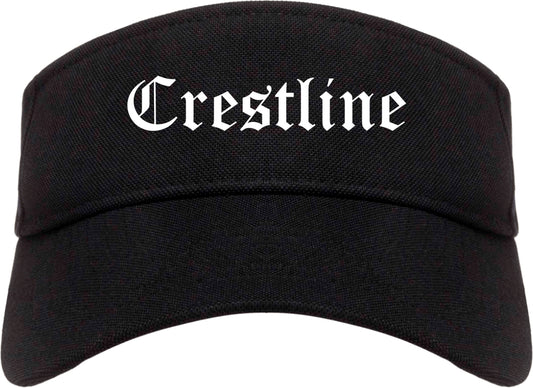 Crestline Ohio OH Old English Mens Visor Cap Hat Black