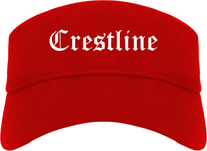 Crestline Ohio OH Old English Mens Visor Cap Hat Red