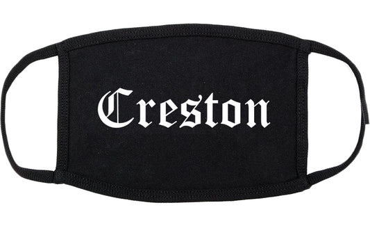 Creston Iowa IA Old English Cotton Face Mask Black