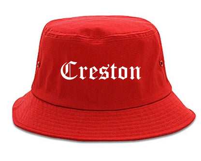 Creston Iowa IA Old English Mens Bucket Hat Red