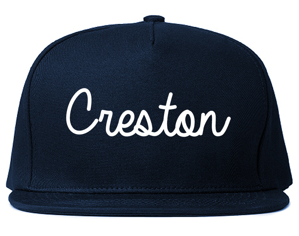 Creston Iowa IA Script Mens Snapback Hat Navy Blue