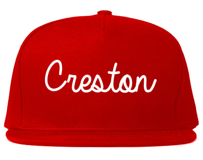 Creston Iowa IA Script Mens Snapback Hat Red
