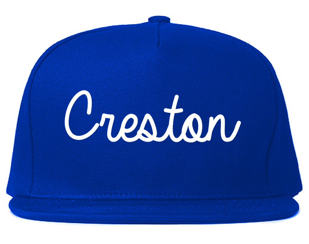 Creston Iowa IA Script Mens Snapback Hat Royal Blue