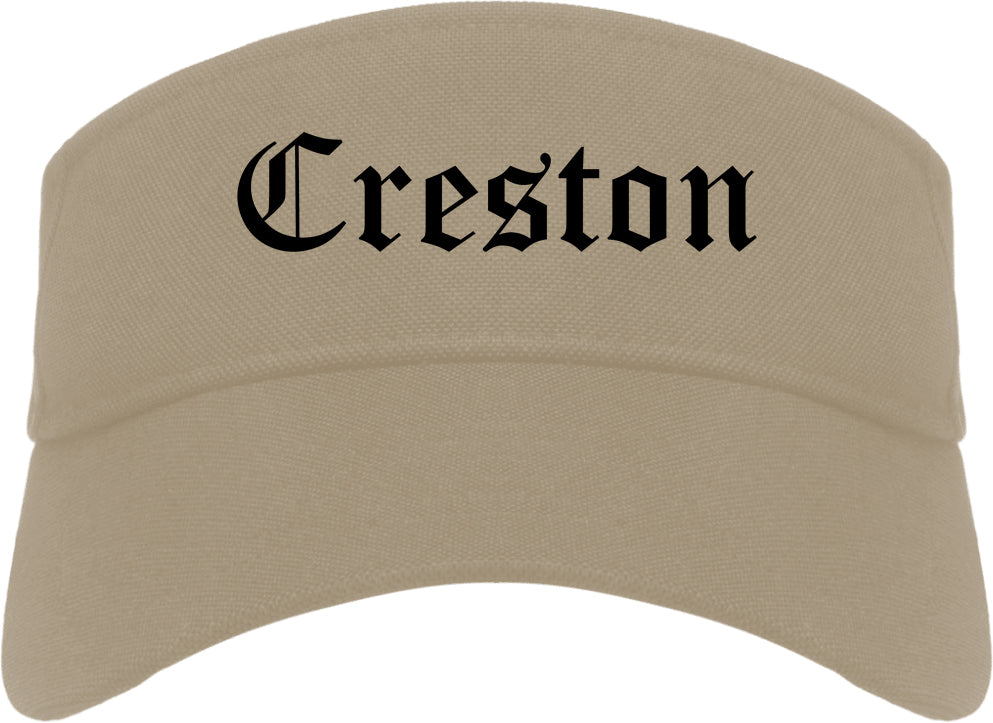 Creston Iowa IA Old English Mens Visor Cap Hat Khaki