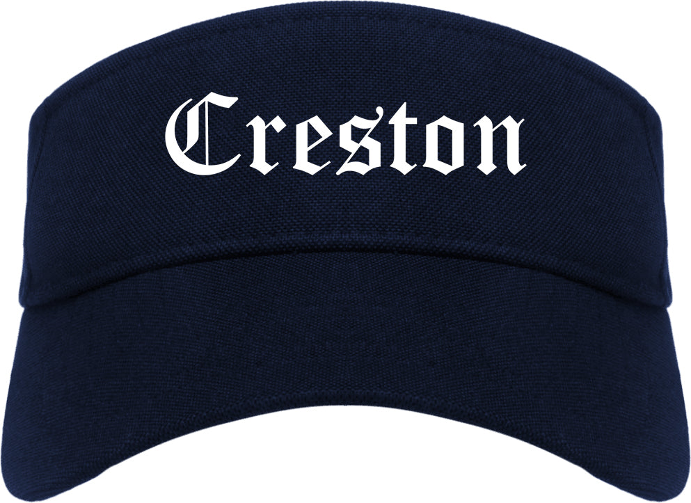 Creston Iowa IA Old English Mens Visor Cap Hat Navy Blue