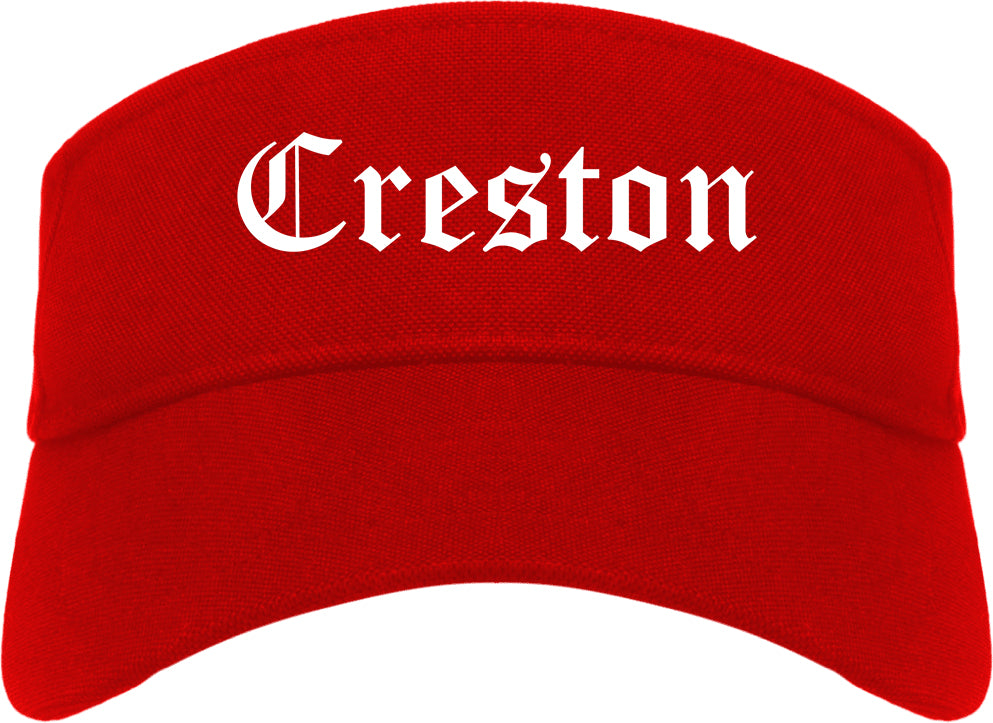 Creston Iowa IA Old English Mens Visor Cap Hat Red