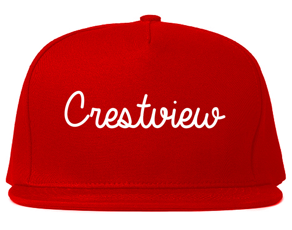 Crestview Florida FL Script Mens Snapback Hat Red
