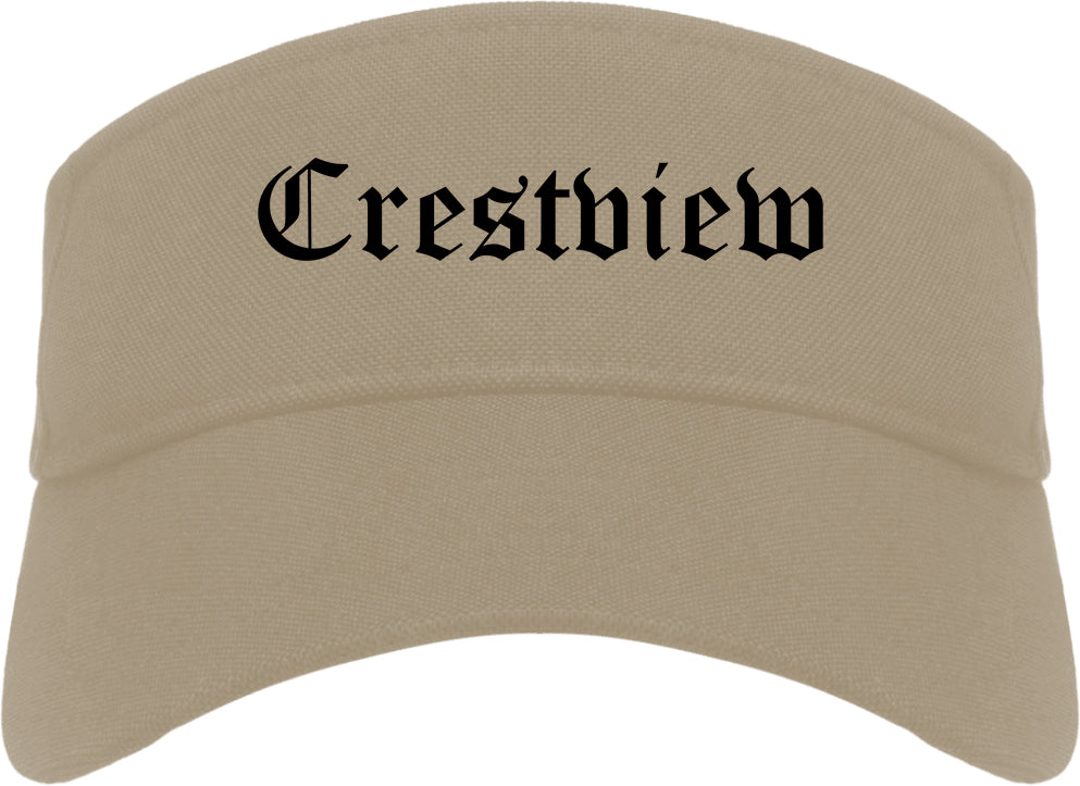 Crestview Florida FL Old English Mens Visor Cap Hat Khaki