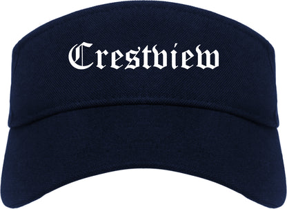 Crestview Florida FL Old English Mens Visor Cap Hat Navy Blue