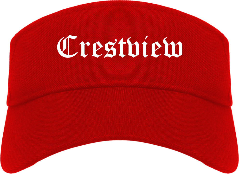 Crestview Florida FL Old English Mens Visor Cap Hat Red