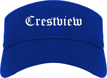 Crestview Florida FL Old English Mens Visor Cap Hat Royal Blue