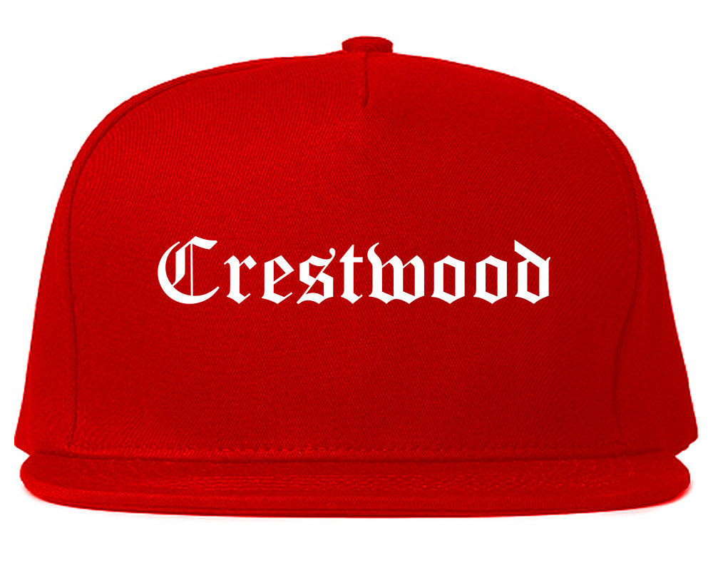Crestwood Illinois IL Old English Mens Snapback Hat Red