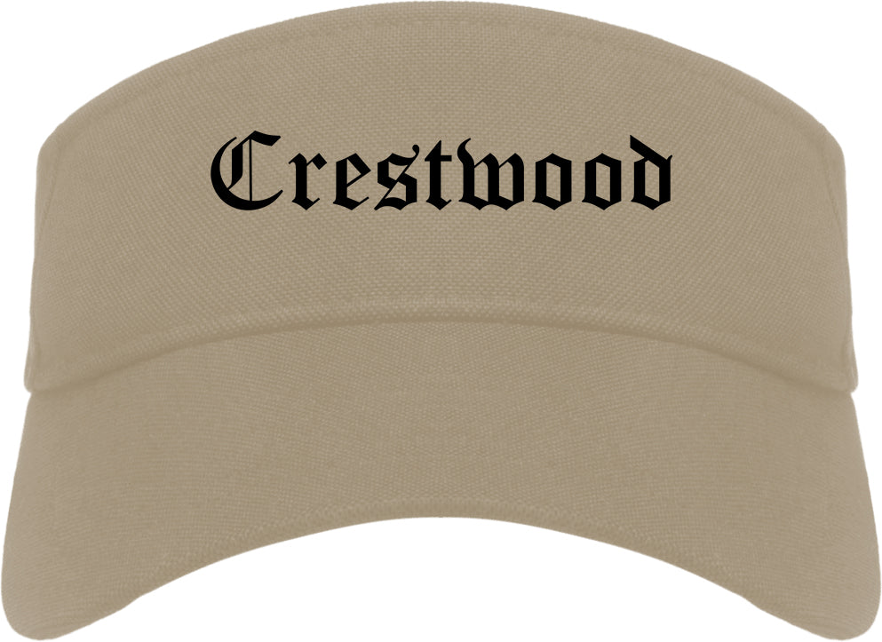 Crestwood Illinois IL Old English Mens Visor Cap Hat Khaki